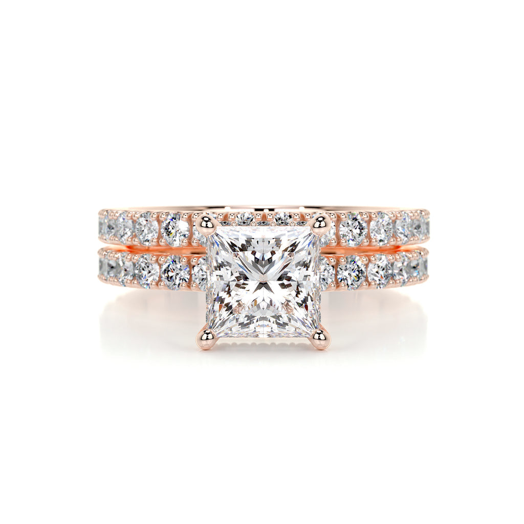 1.50 CT Princess Hidden Halo CVD F/VS Diamond Bridal Ring Set 11