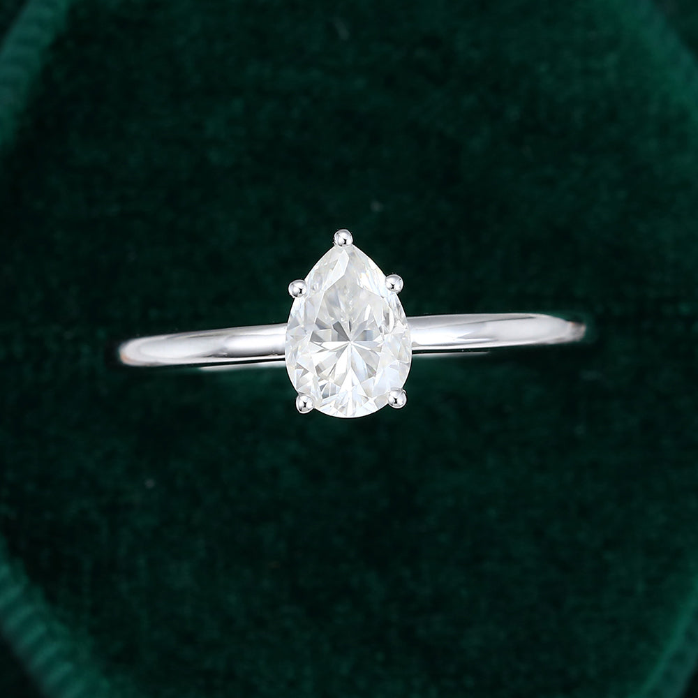 1.0 CT Pear Shaped Moissanite Solitaire Engagement Ring 5