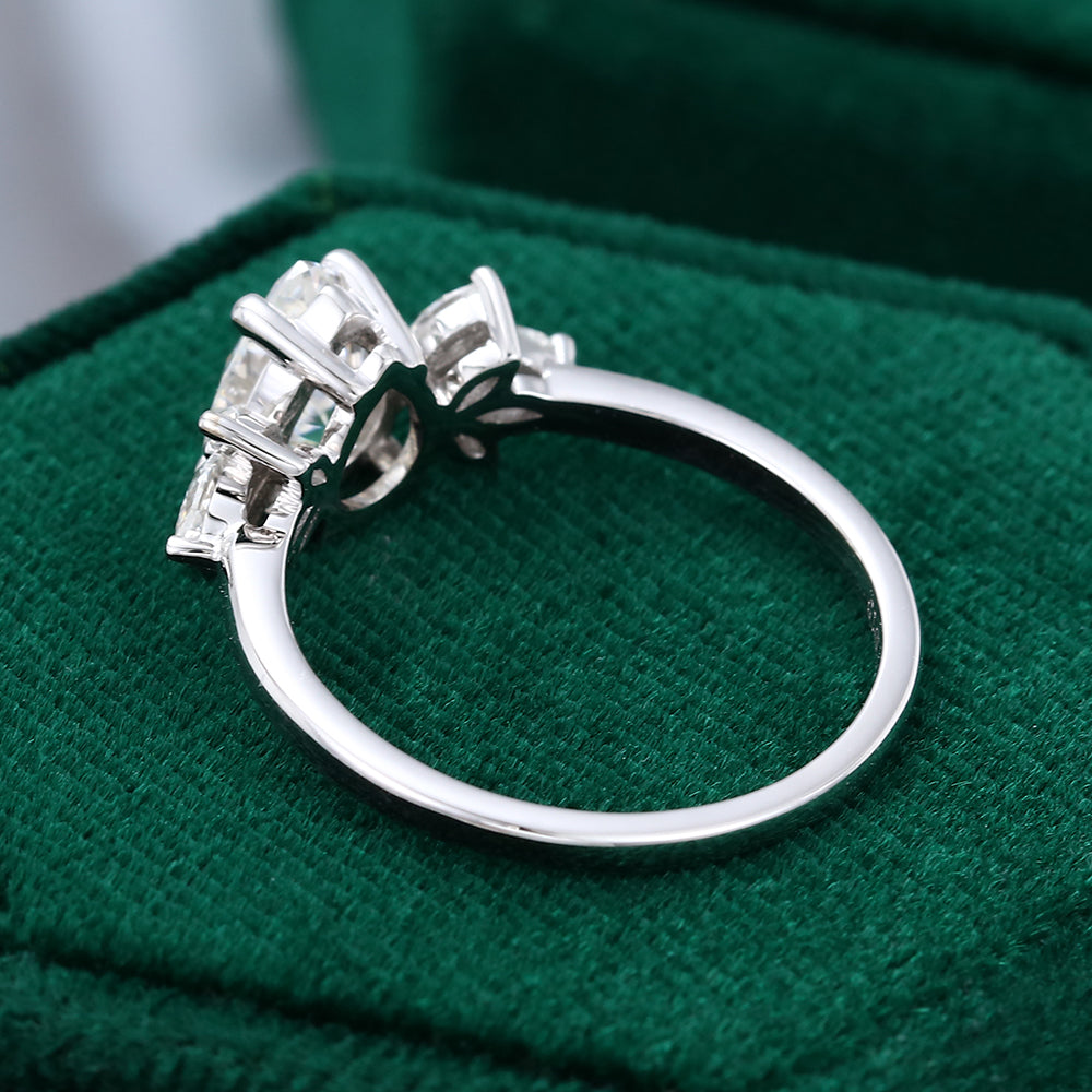 1.0 CT Pear Shaped Moissanite Cluster Engagement Ring 3