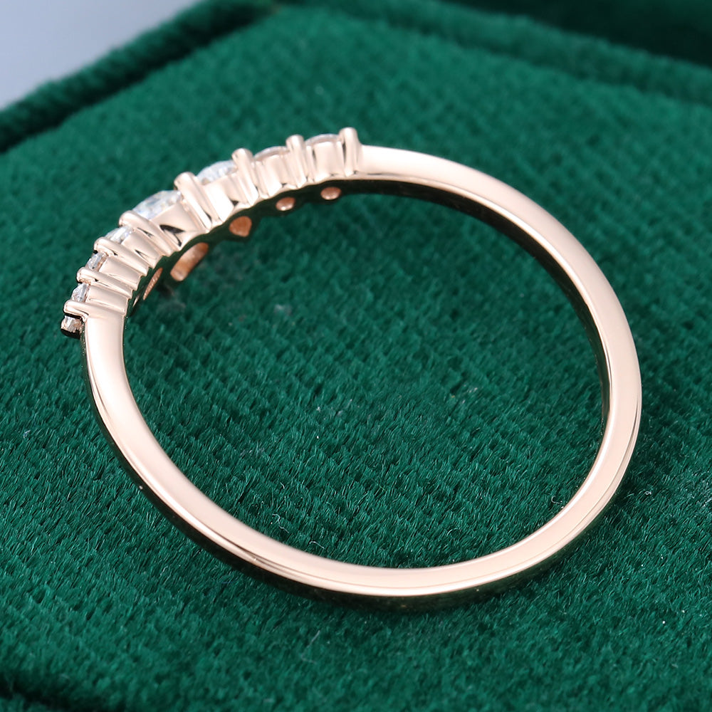 0.30 CT Round & Pear Moissanite Curved Wedding Band 6