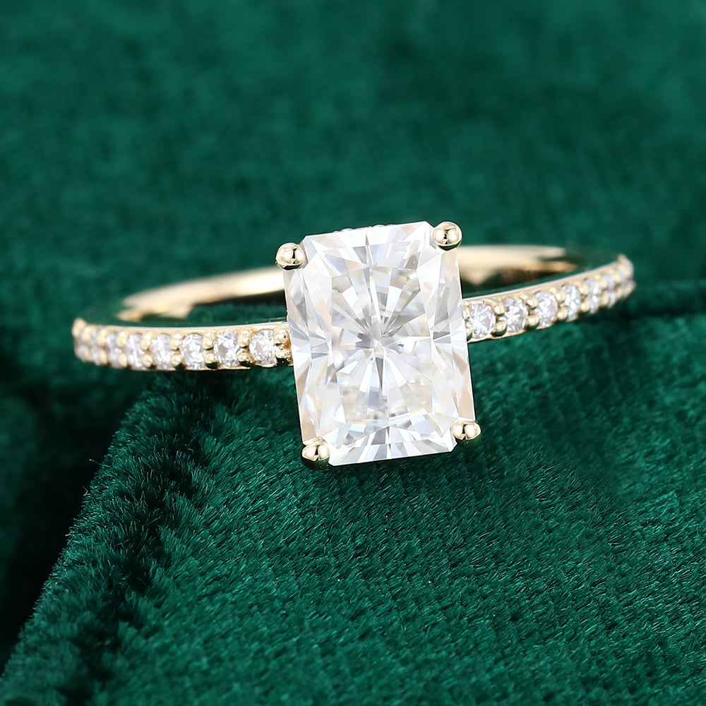 1.67 CT Radiant Shaped Moissanite Hidden Halo Setting Engagement Ring 4