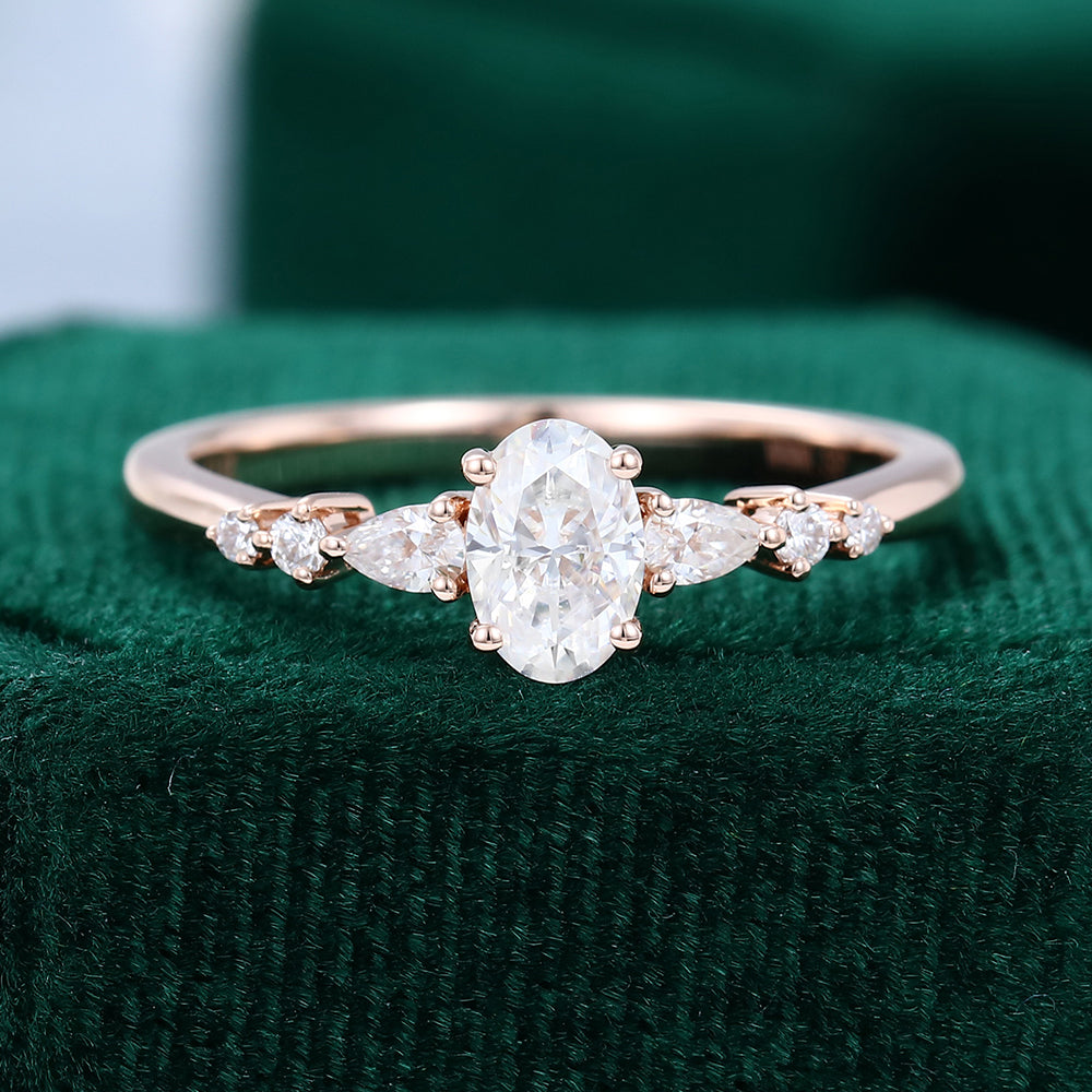 0.43 CT Oval Shaped Moissanite Pave Setting Engagement Ring 1