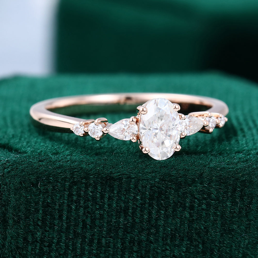 0.43 CT Oval Shaped Moissanite Pave Setting Engagement Ring 3