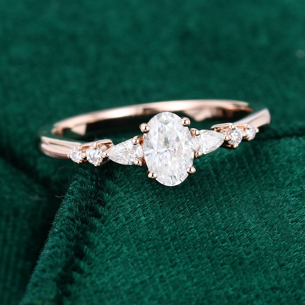 0.43 CT Oval Shaped Moissanite Pave Setting Engagement Ring 4