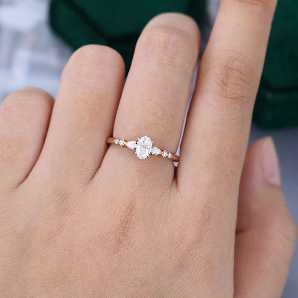 0.43 CT Oval Shaped Moissanite Pave Setting Engagement Ring 2