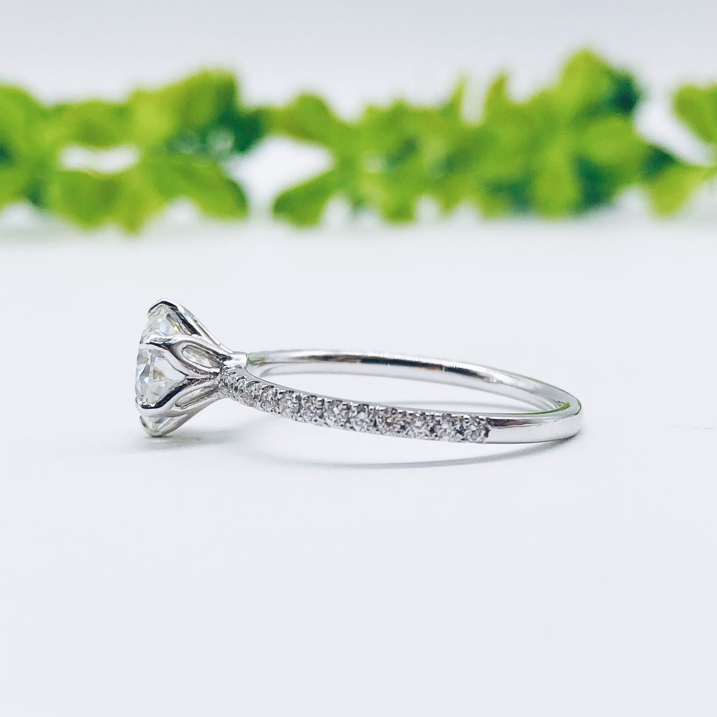 1.85 CT Round Cut Hidden Halo Pave Moissanite Engagement Ring 4