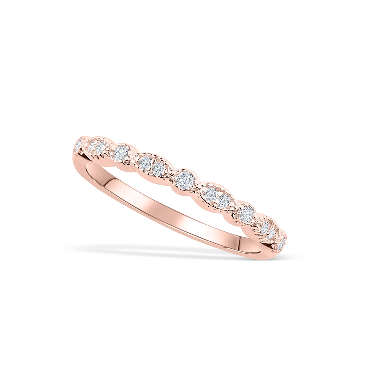 0.16 TCW Round Milgrain Style Moissanite Wedding Band 13
