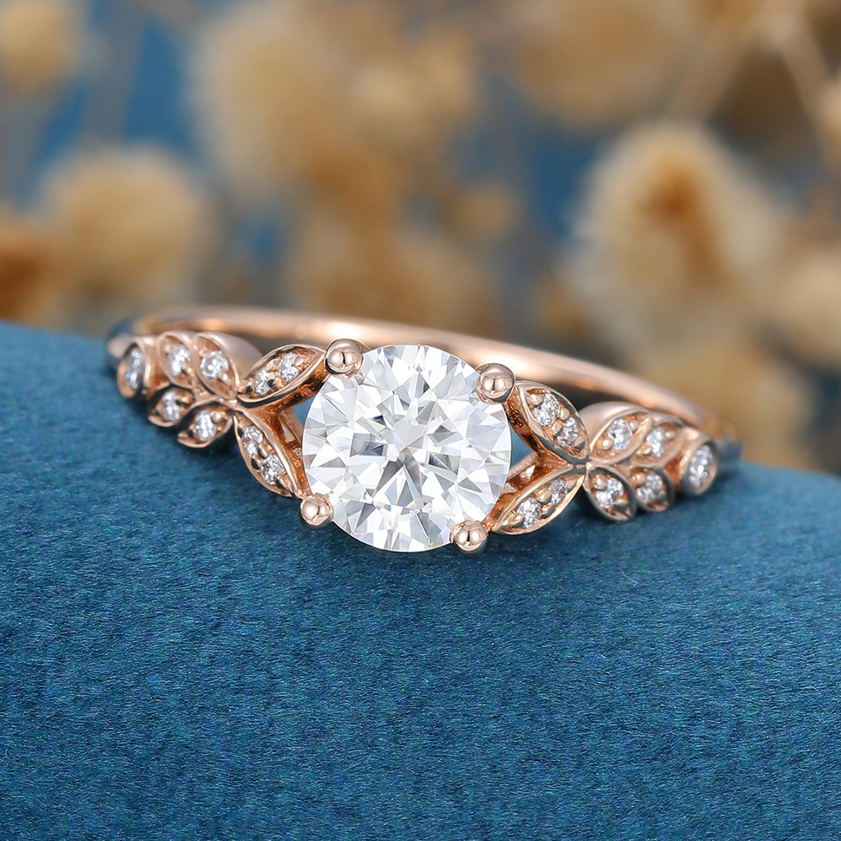 0.68 CT Round Shaped Moissanite Art Deco Engagement Ring 3