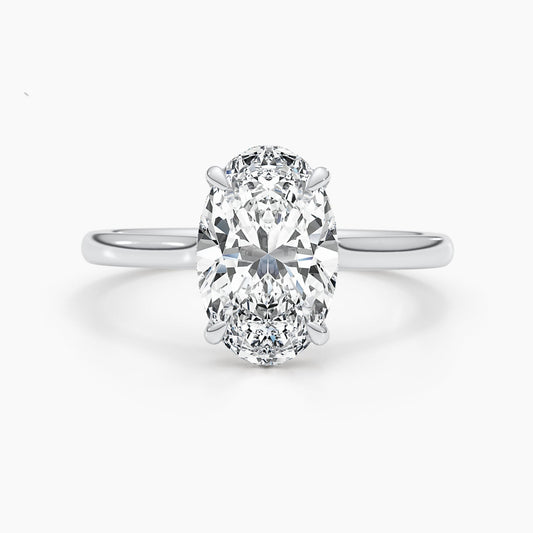 2.5 CT Oval Hidden Halo CVD G/VS Diamond Engagement Ring 1