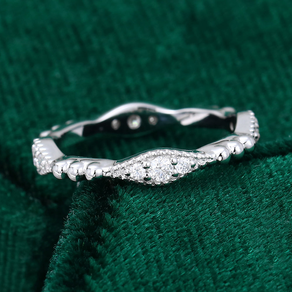 0.27 CT Round Moissanite Vinatge Wedding Band 3
