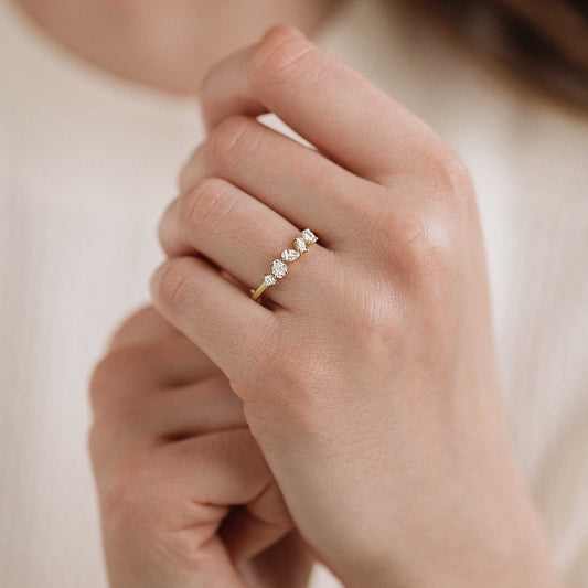 0.24 CT Asscher, Baguette, Oval, Princess & Pear Shaped Moissanite Multi Stones Wedding Band 5