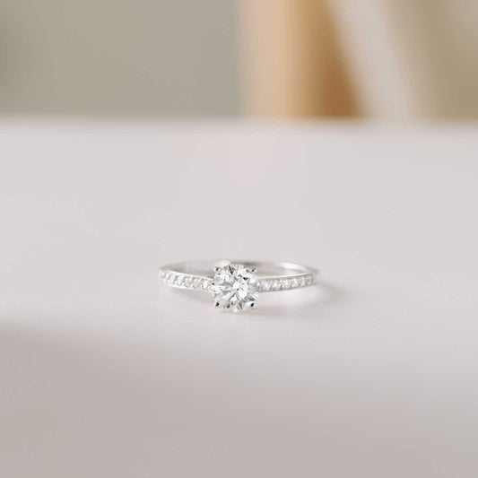 0.80 CT Round Shaped Moissanite Pave Setting Engagement Ring 2