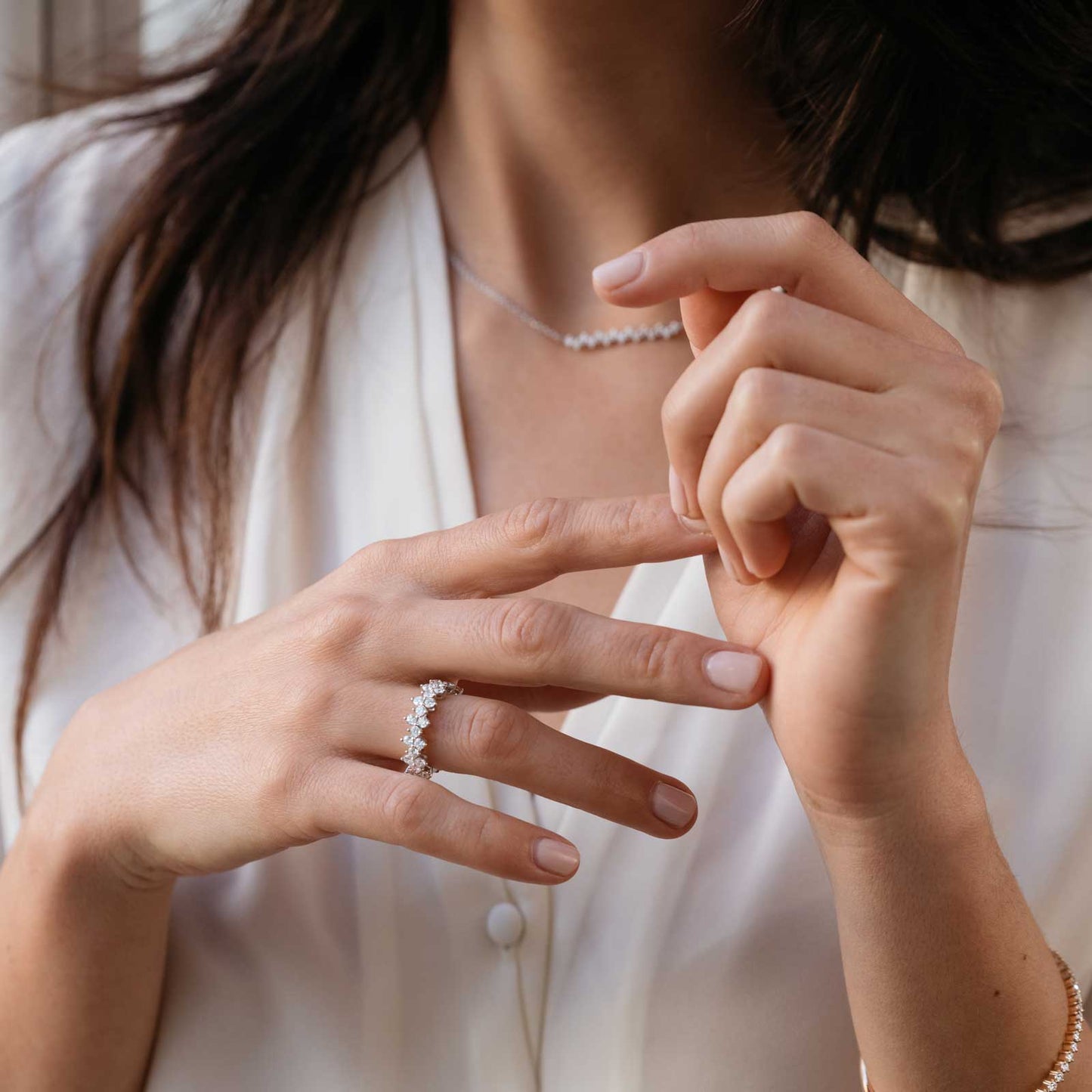 2.0 CT Round Shaped Moissanite Cluster Wedding Band 5