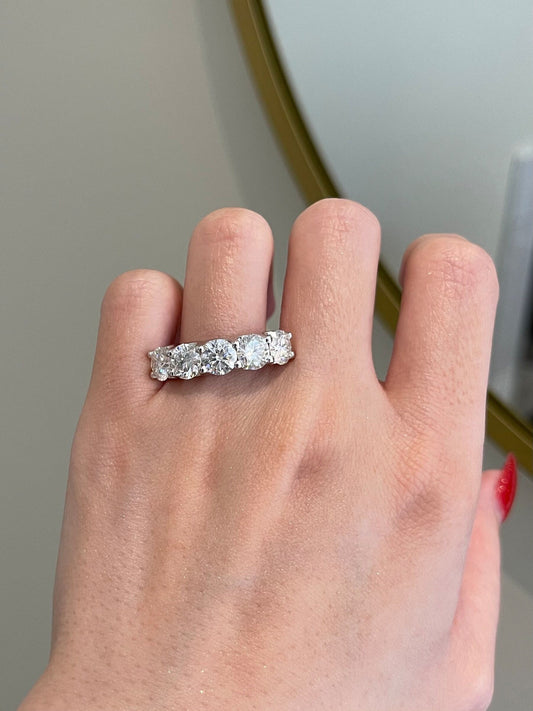 4.0 TCW Round Shaped Moissanite Five Stones Wedding Band 2