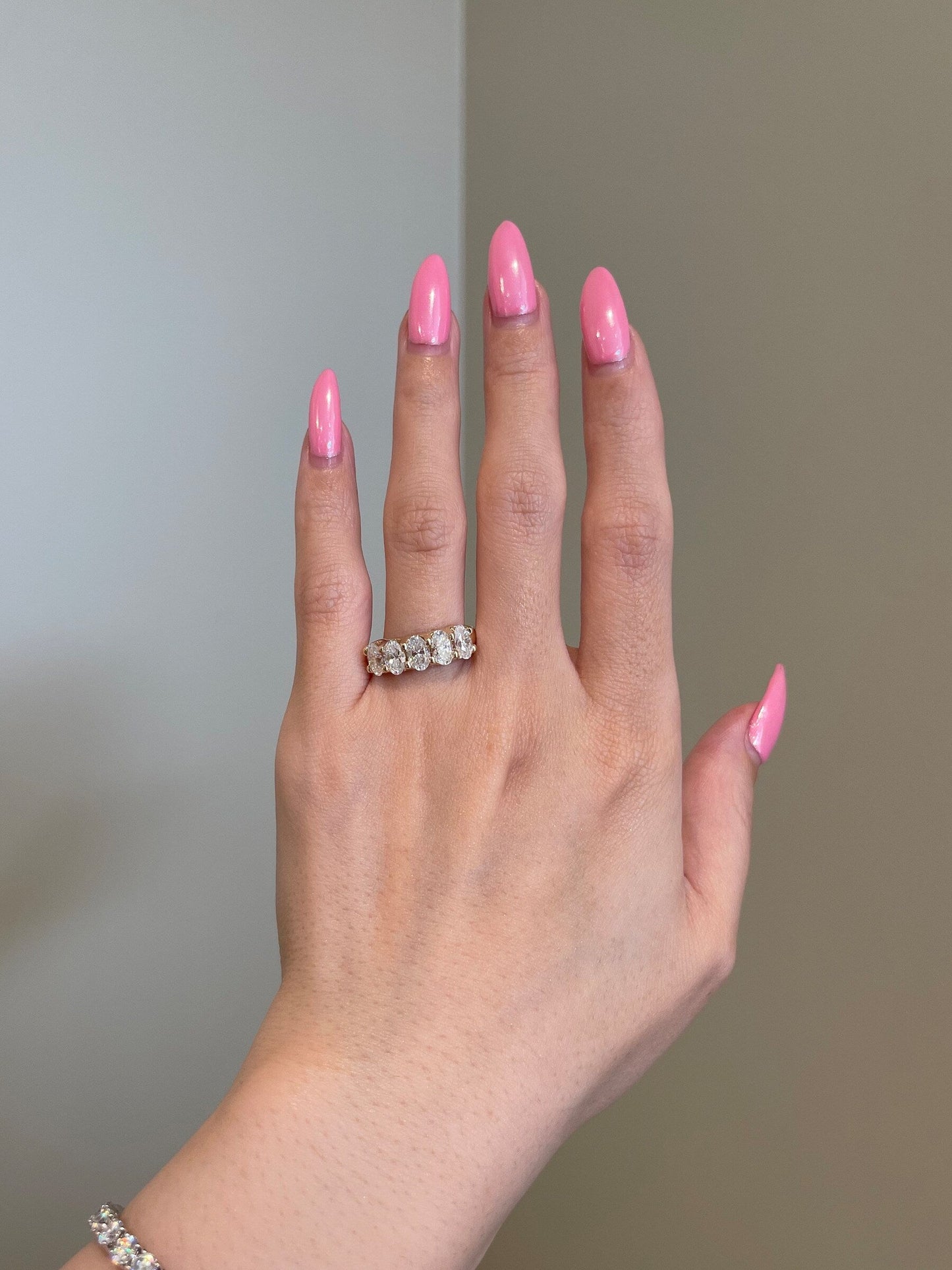 2.50 TCW Oval Shaped Moissanite Five Stones Wedding Band 3