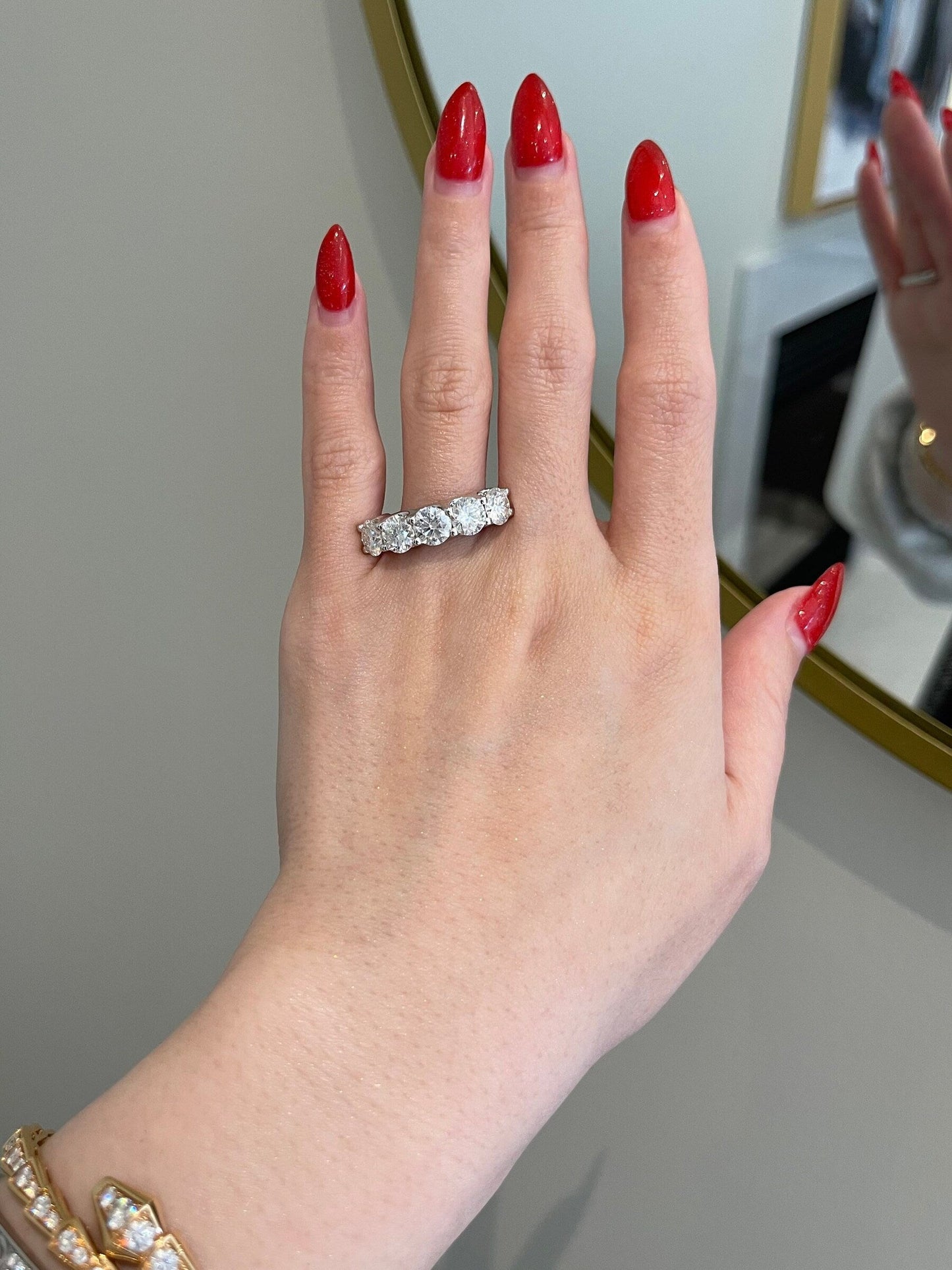 4.0 TCW Round Shaped Moissanite Five Stones Wedding Band 3