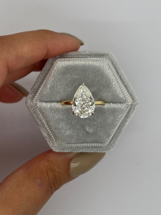 4.0 CT Pear Solitaire CVD F/VS1 Diamond Engagement Ring 3