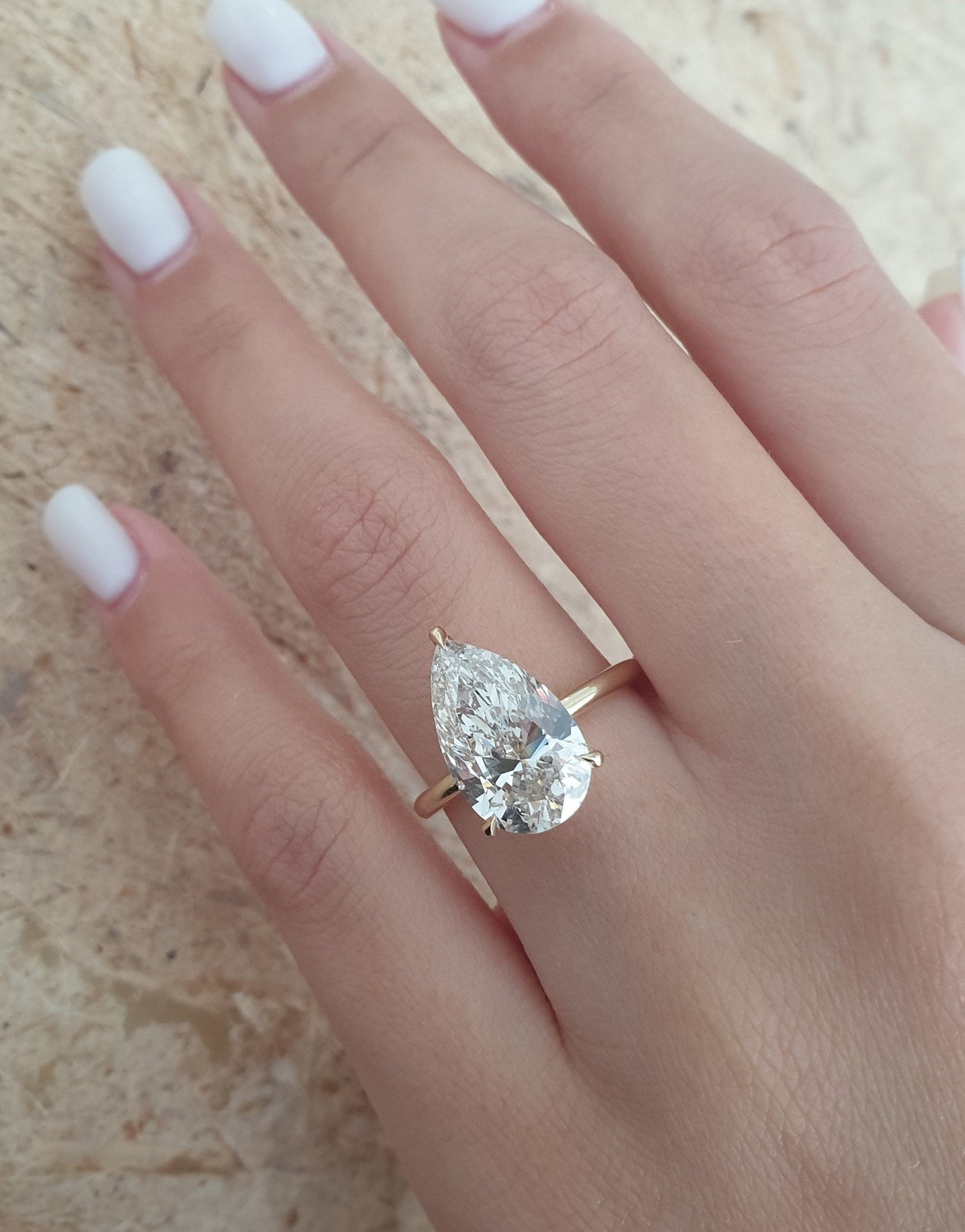 4.6 CT Pear Hidden Halo CVD G/VS2 Diamond Engagement Ring 2
