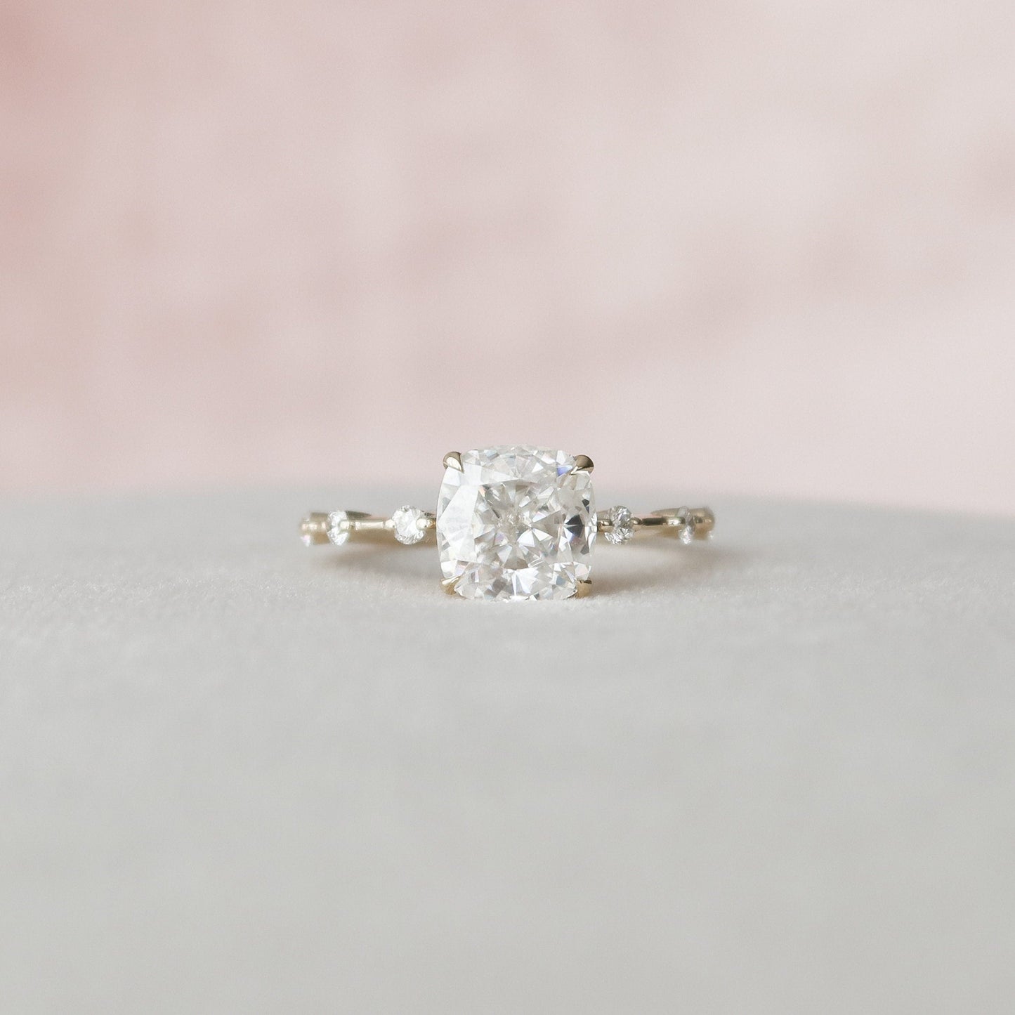 2.0 CT Cushion Dainty Pave Moissanite Engagement Ring 8