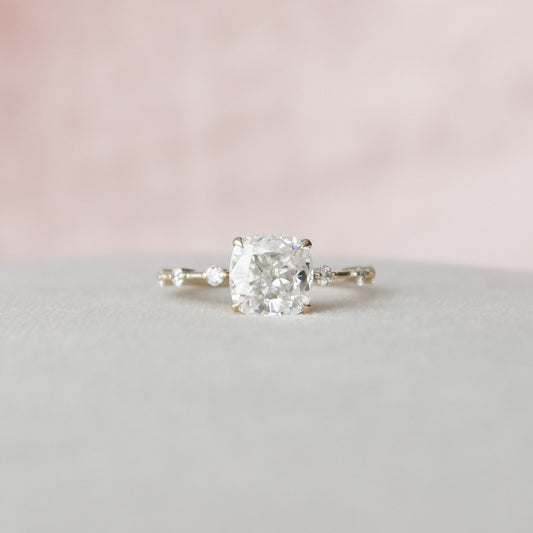 2.0 CT Cushion Dainty Pave Moissanite Engagement Ring 8