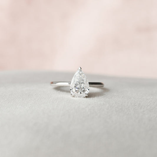 1.5 CT Pear Hidden Halo Moissanite Engagement Ring 6
