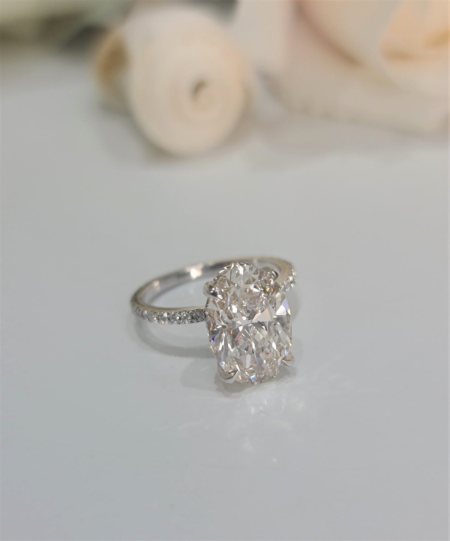 3.0 CT Oval Hidden Halo CVD G/VS1 Diamond Engagement Ring 3