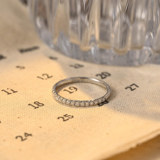 0.3 TCW Round Moissanite Bridal Wedding Band With Half Eternity Stacking 1