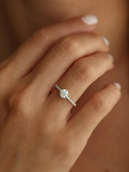 Marquise Cut Cluster Styled Lab Grown Diamond Engagement Ring
