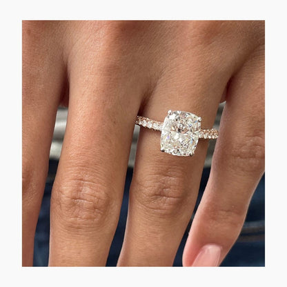 Stunning 4.0 CT Cushion Moissanite Engagement Ring with Pave Design 2
