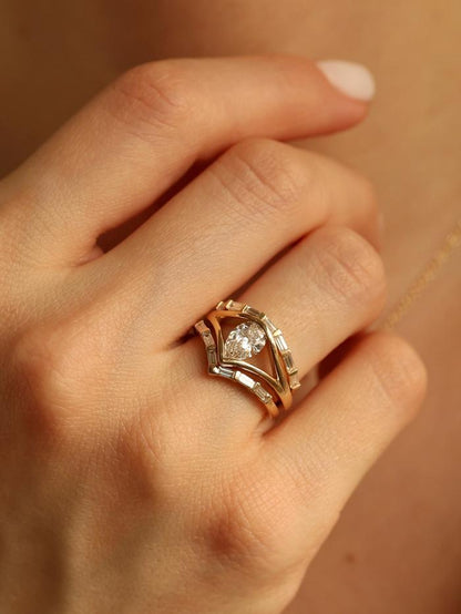 Marquise Cut Cluster Styled Lab Grown Diamond Engagement Ring