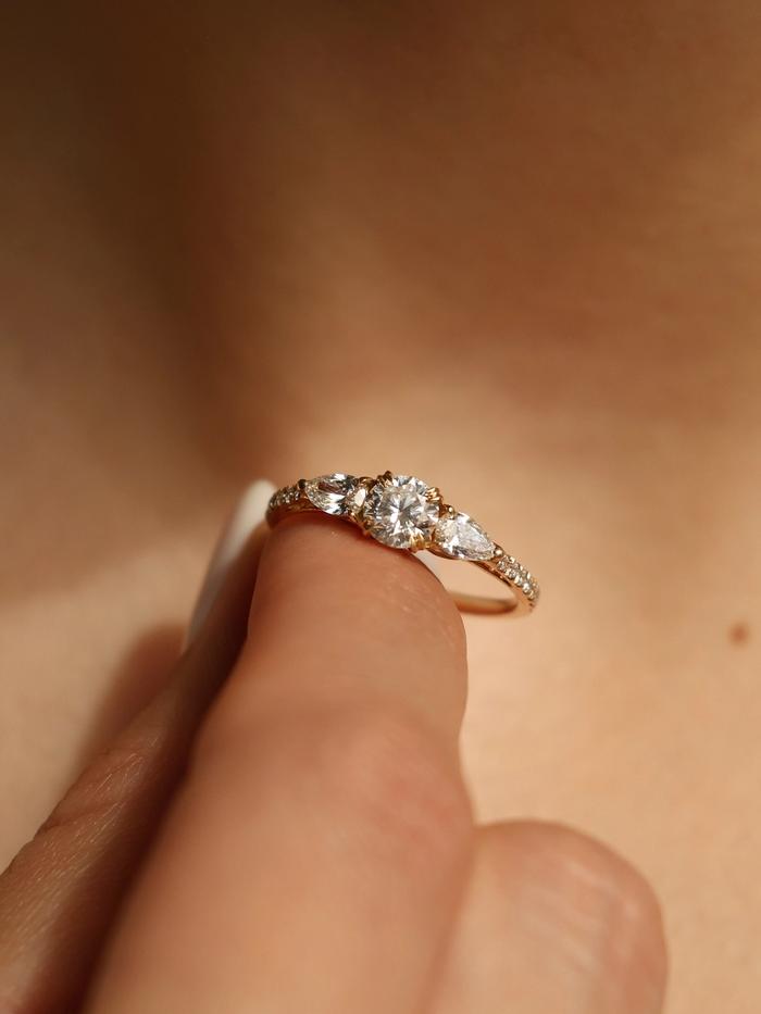 Marquise Cut Cluster Styled Lab Grown Diamond Engagement Ring