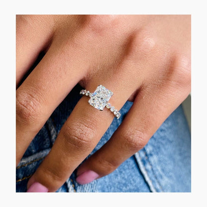 Stunning 3.67 CT Radiant Moissanite Engagement Ring with Pave Design 1