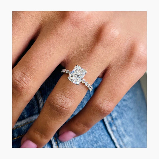 Stunning 3.67 CT Radiant Moissanite Engagement Ring with Pave Design 1
