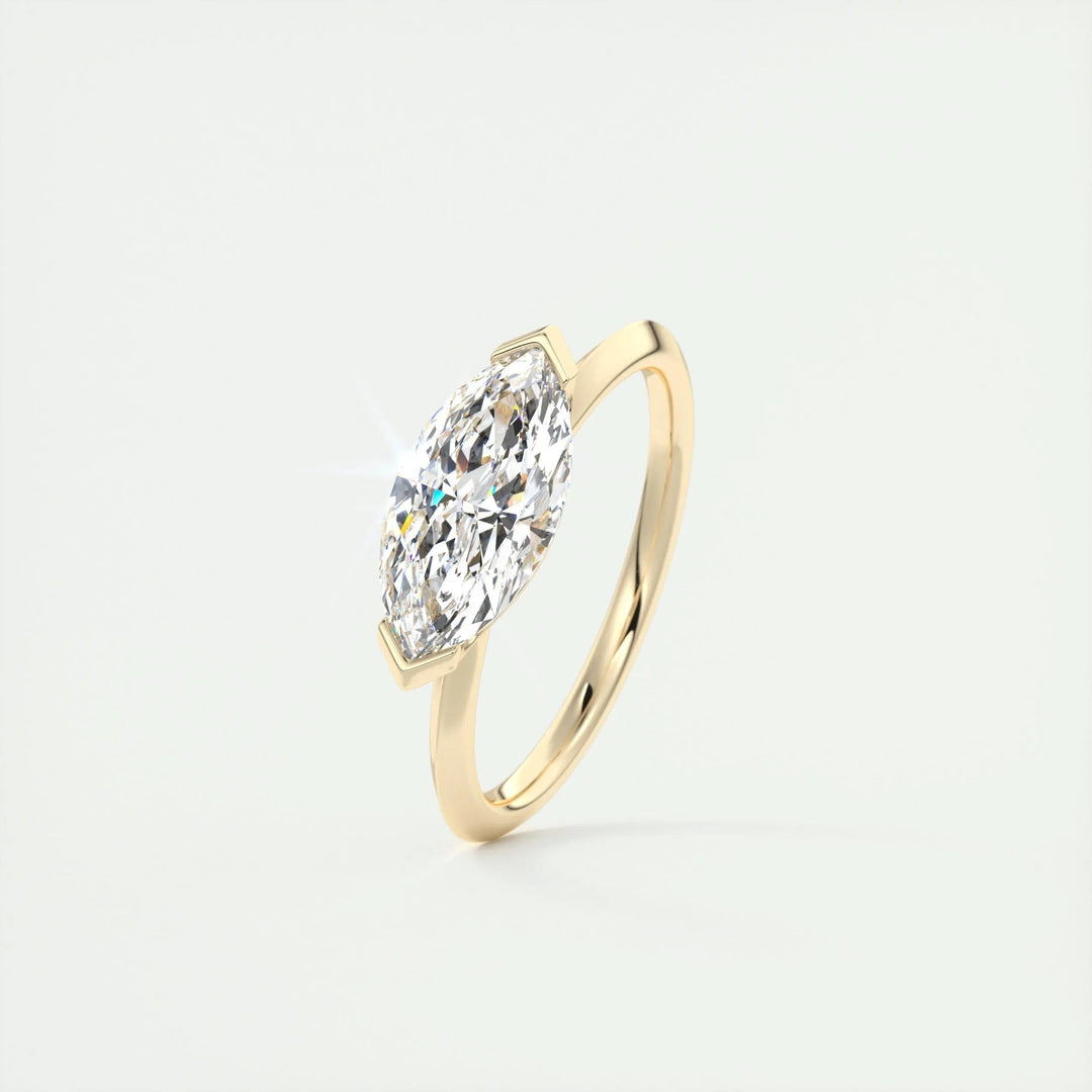 1.98 CT Marquise Moissanite East-West Engagement Ring (US Size 8.25 Ready To Ship)
