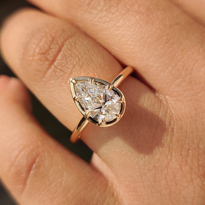 Pear Bezel Solitaire Lab Grown Diamond Engagement Ring