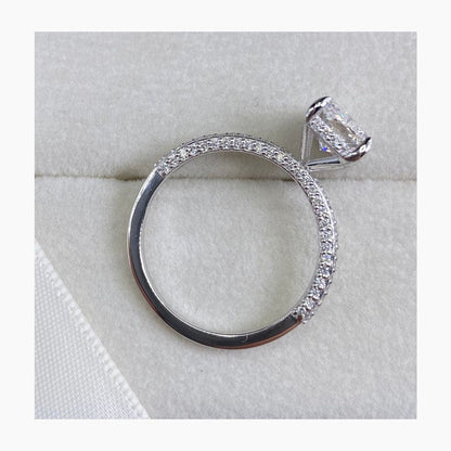 Stunning 2.5 CT Radiant Moissanite Engagement Ring with Pave and Hidden Halo Designs 6