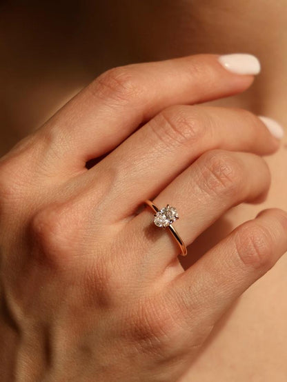 Marquise Cut Cluster Styled Lab Grown Diamond Engagement Ring