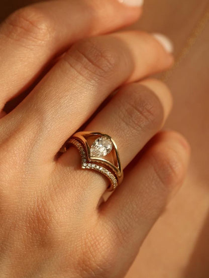Marquise Cut Cluster Styled Lab Grown Diamond Engagement Ring