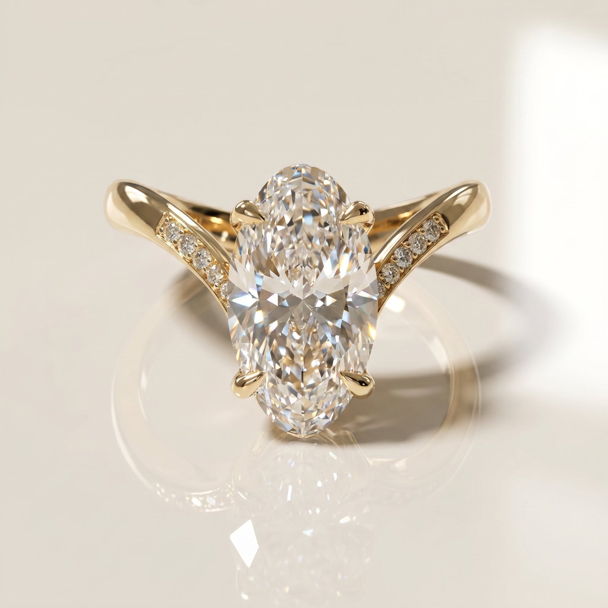 Oval Solitaire Engagement Ring – 2 CT Moissanite Diamond