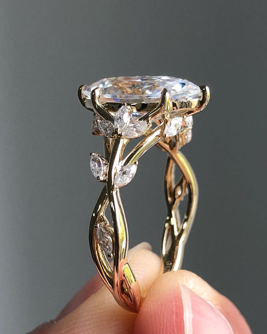 1.58 CT Marquise Moissanite Twig Engagement Ring (US Size 6.75 Ready To Ship)