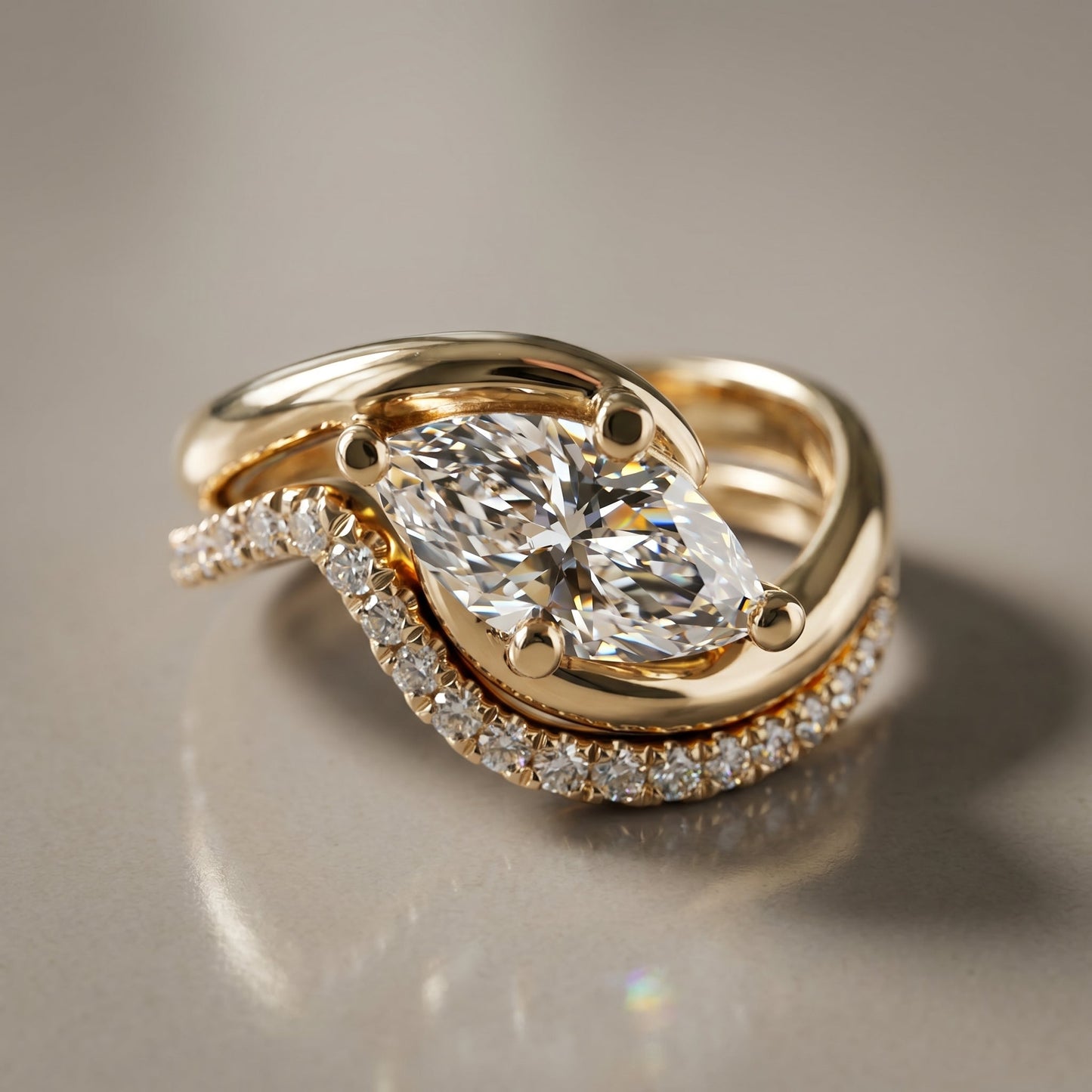 1.0 CT Round Solitaire Moissanite Diamond Bridal Ring Set