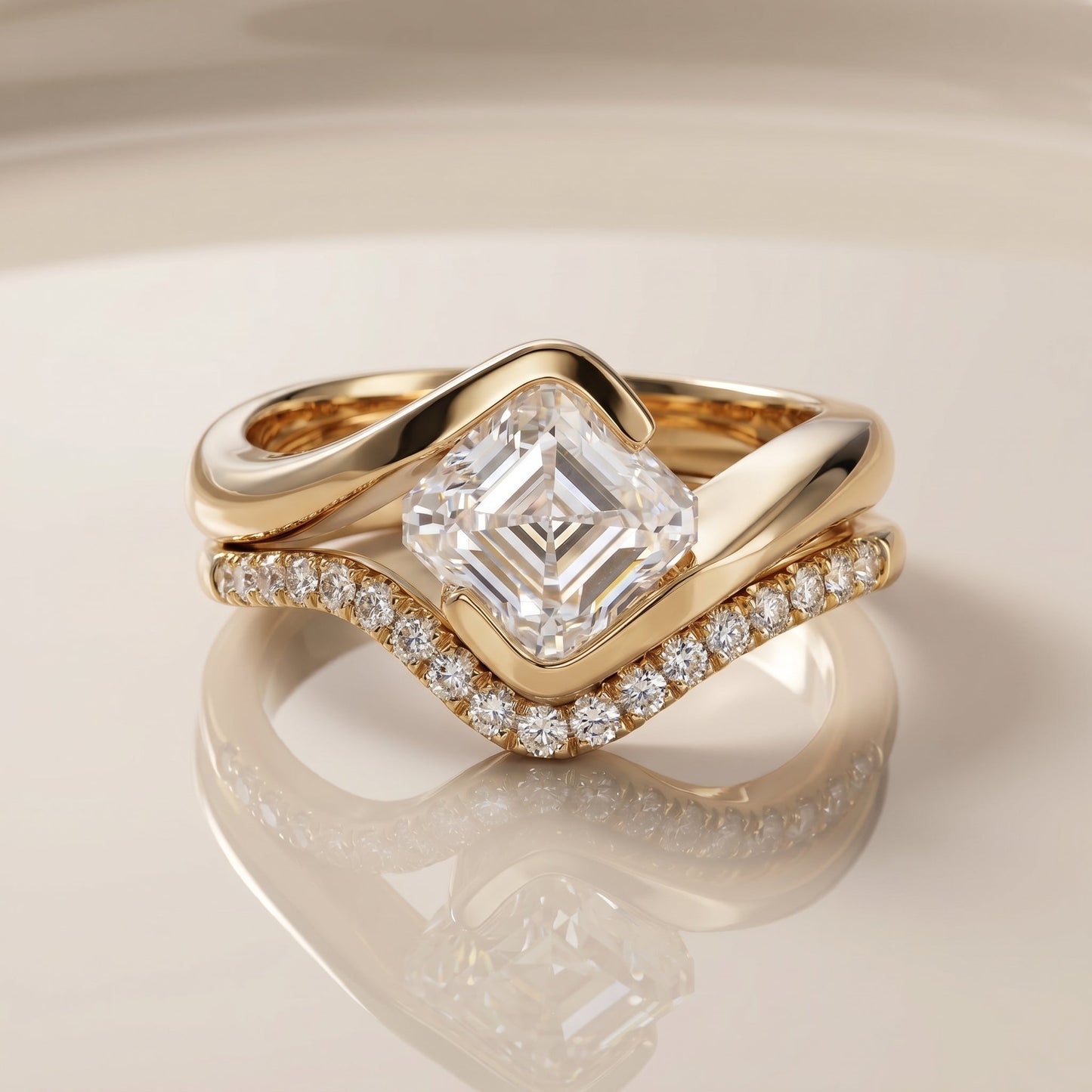 1.0 CT Round Solitaire Moissanite Diamond Bridal Ring Set
