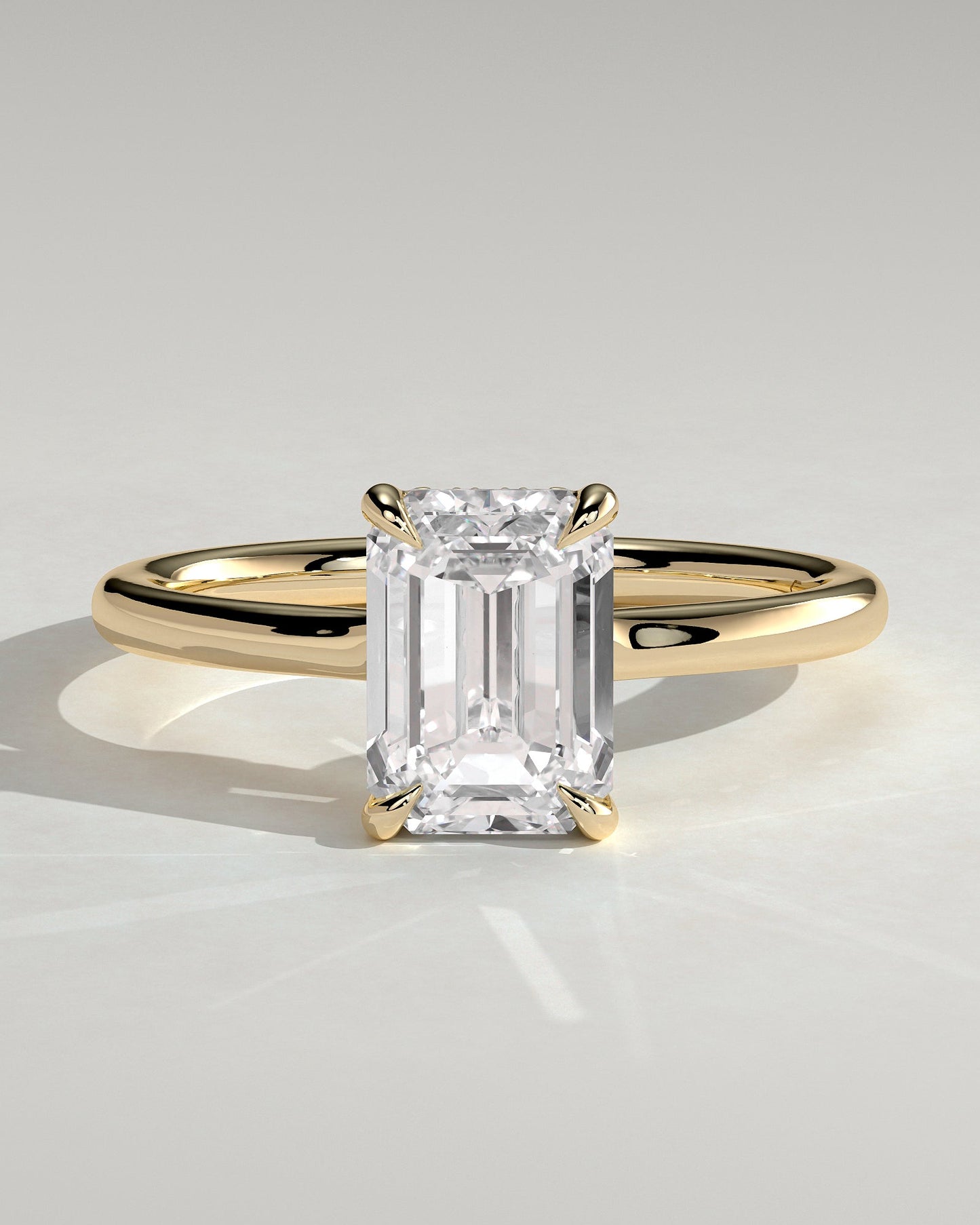 Emerald Hidden Halo Engagement Ring – 2 CT Lab Grown Diamond
