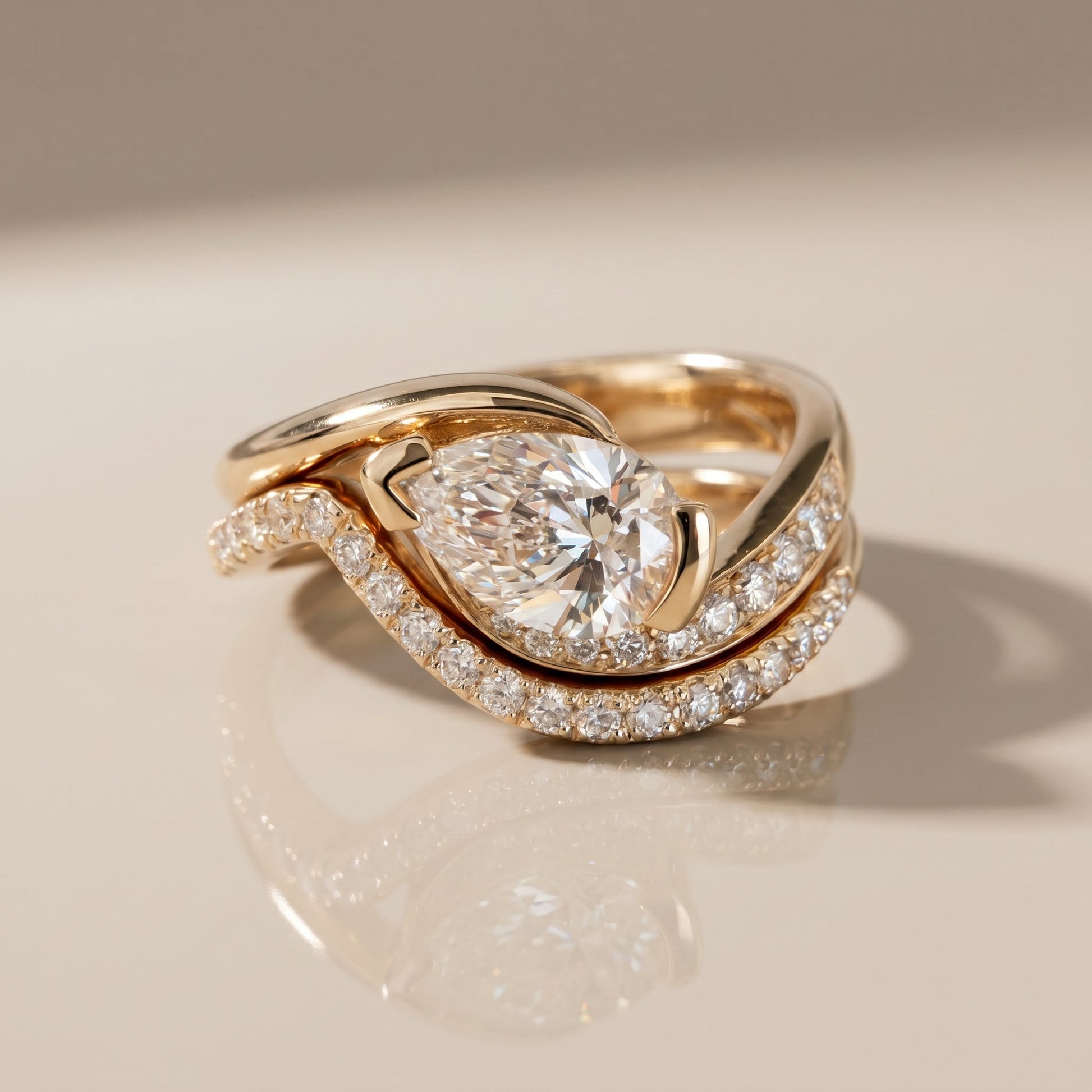 1.0 CT Round Solitaire Moissanite Diamond Bridal Ring Set