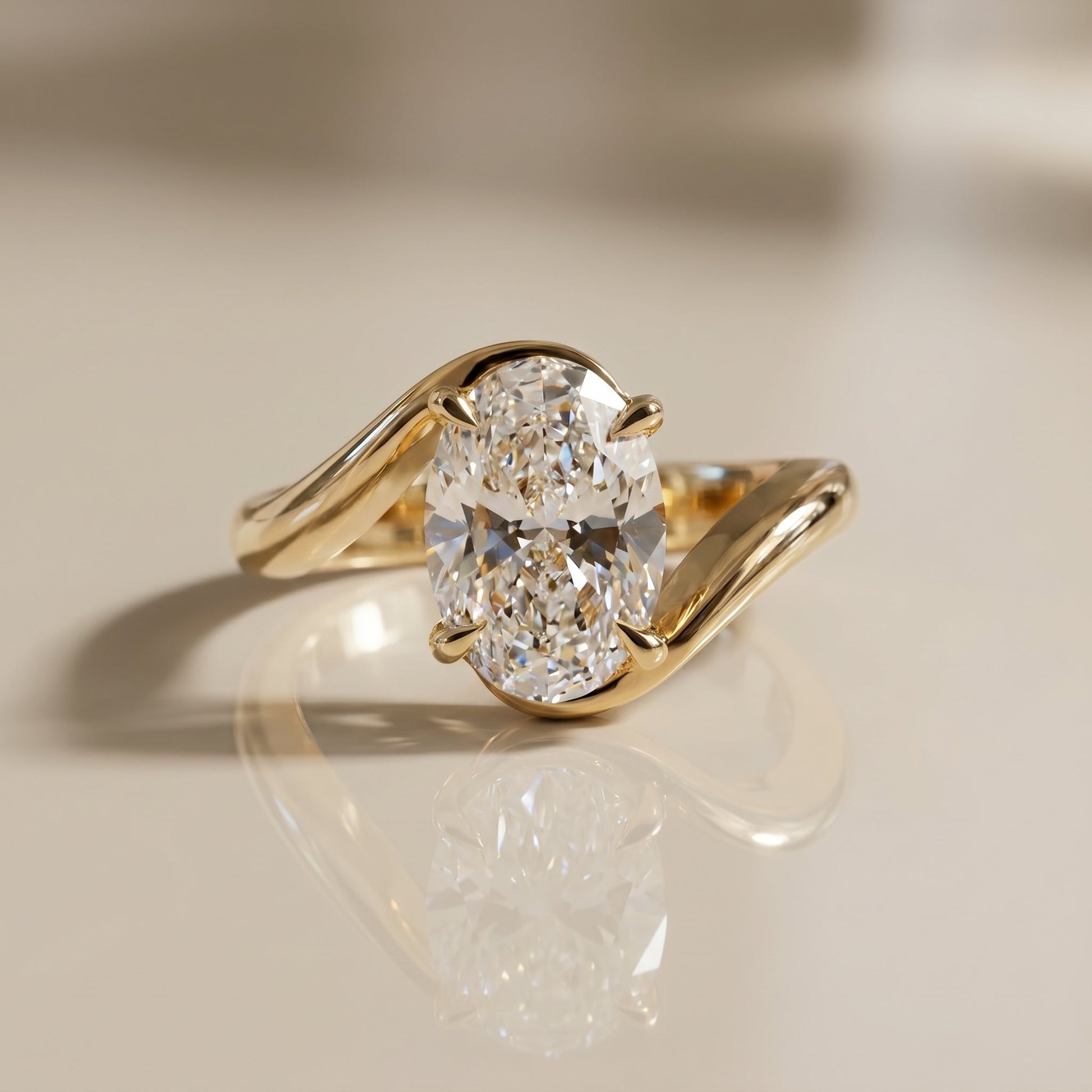 Oval Solitaire Engagement Ring – 2 CT Moissanite Diamond