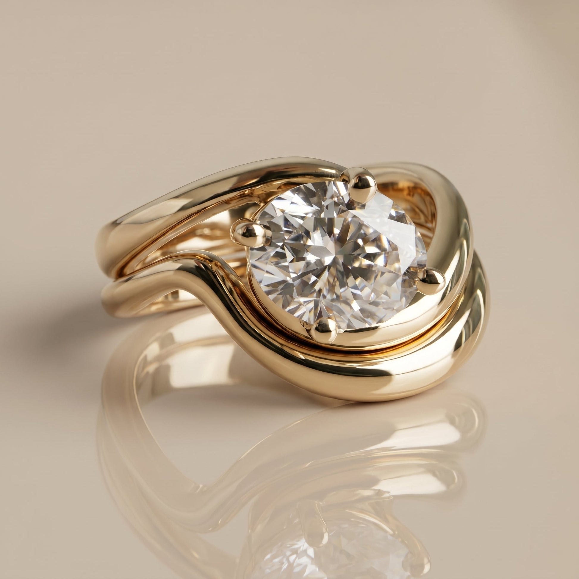 1.0 CT Round Solitaire Moissanite Diamond Bridal Ring Set