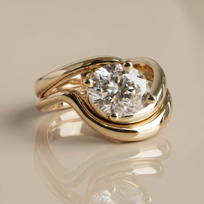1.0 CT Round Solitaire Moissanite Diamond Bridal Ring Set