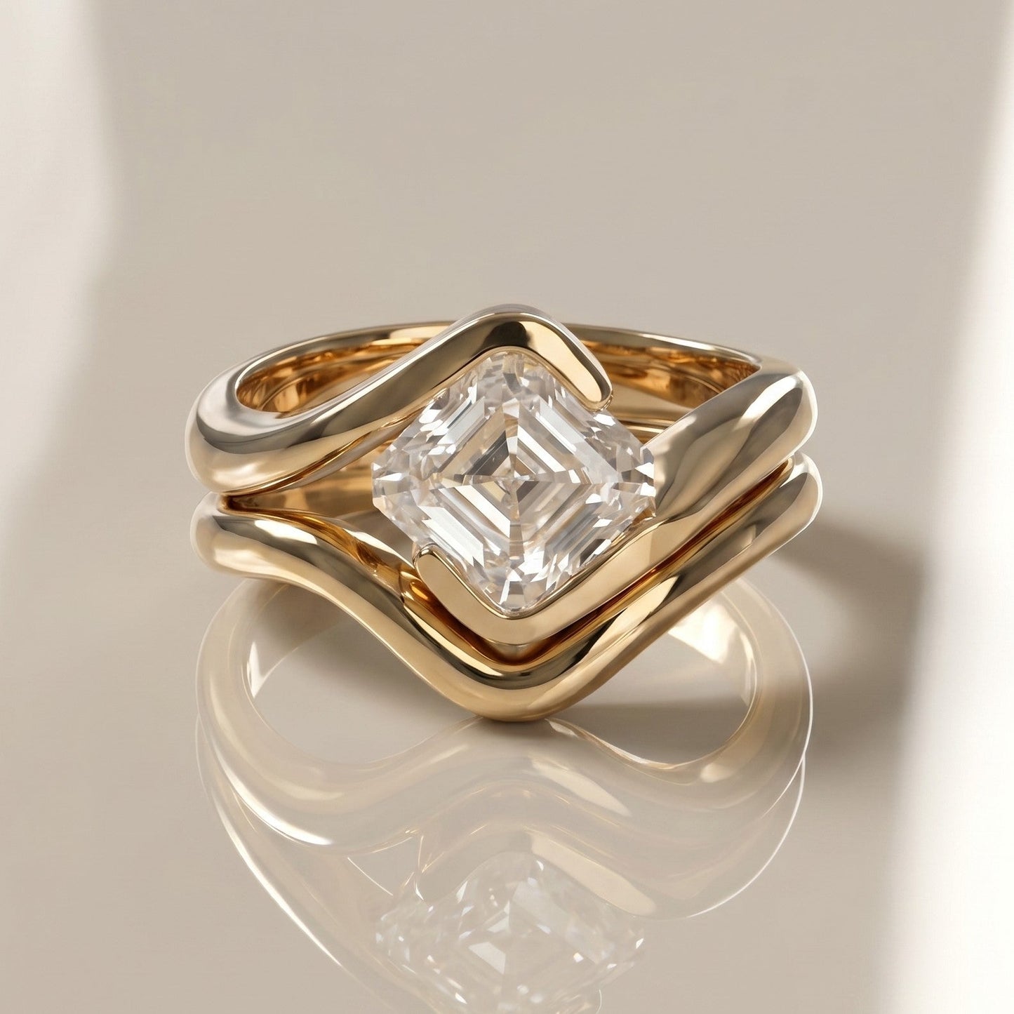 1.0 CT Round Solitaire Moissanite Diamond Bridal Ring Set