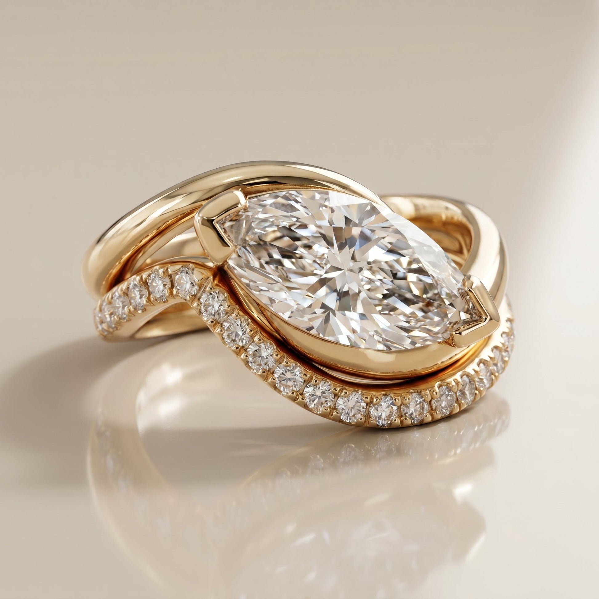 1.0 CT Round Solitaire Moissanite Diamond Bridal Ring Set