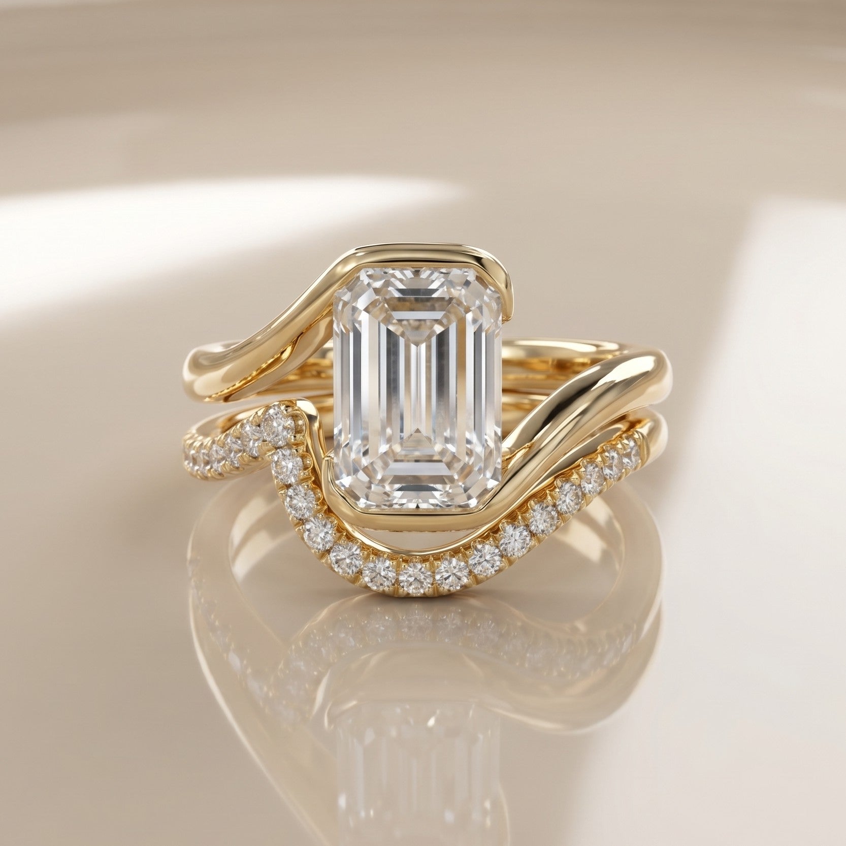 1.0 CT Round Solitaire Moissanite Diamond Bridal Ring Set